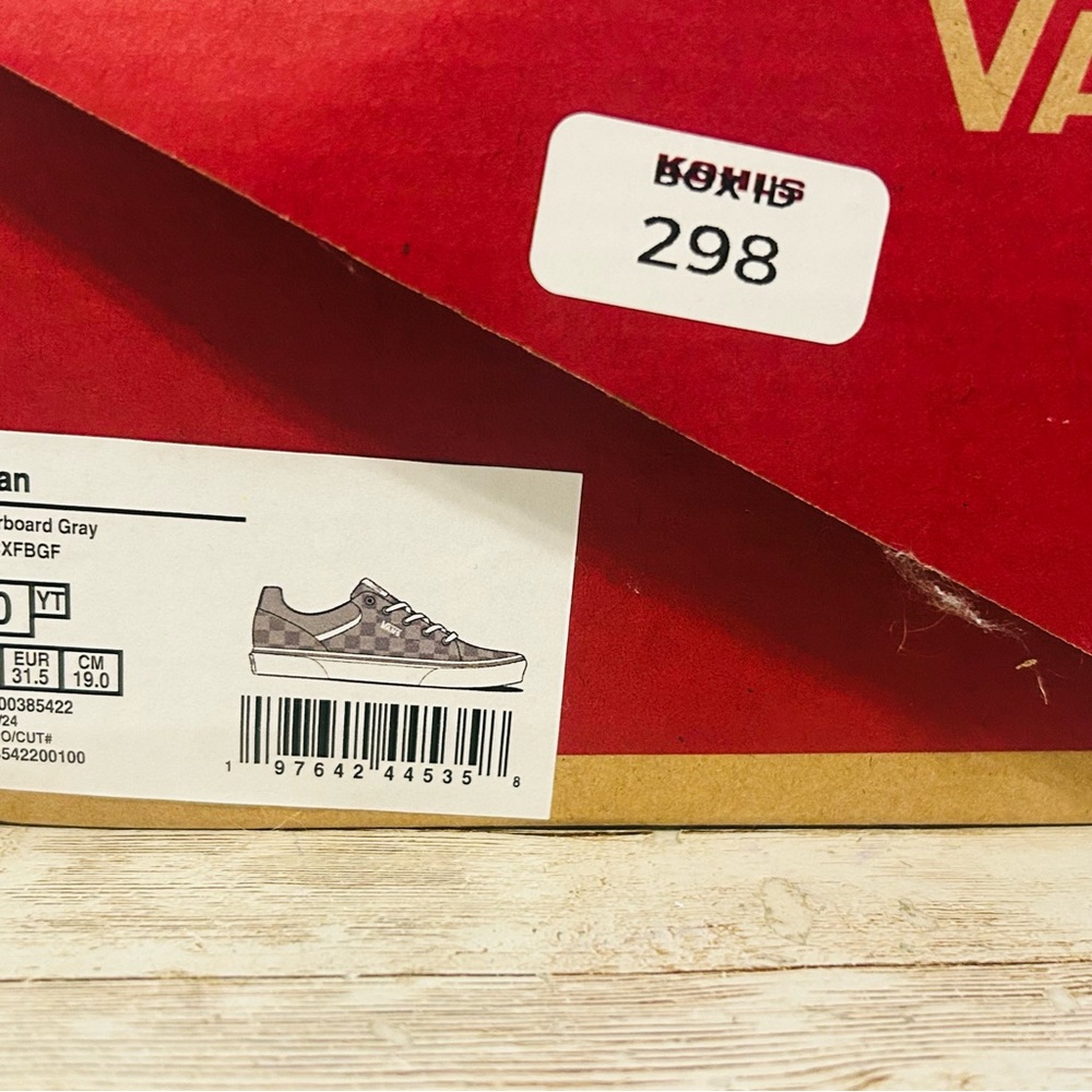 Vans Seldan Boy's Checkered Shoes- Gray/White Size 1 - Picture 4 of 7